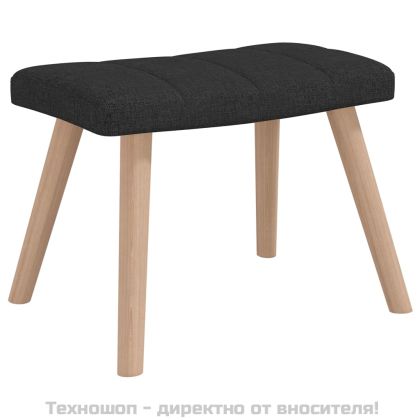 Люлеещ се стол с табуретка, черен, плат