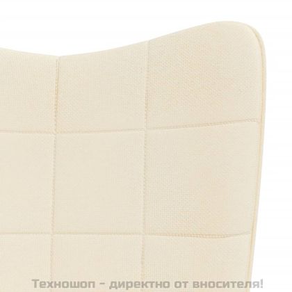 Люлеещ се стол с табуретка, кремав, плат