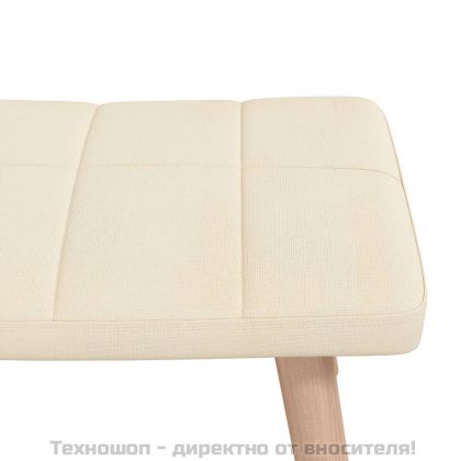 Люлеещ се стол с табуретка, кремав, плат