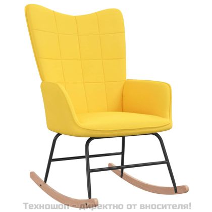 Люлеещ се стол с табуретка, горчица жълто, текстил