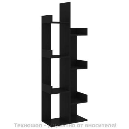 Библиотека, черна, 48x25,5x140 см, инженерно дърво