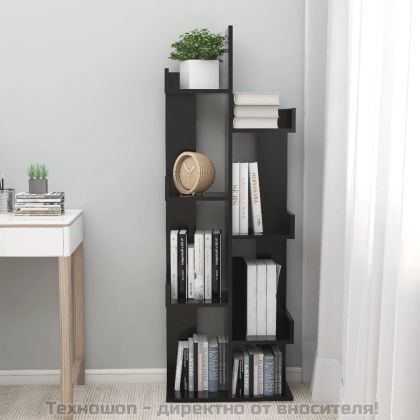 Библиотека, черна, 48x25,5x140 см, инженерно дърво