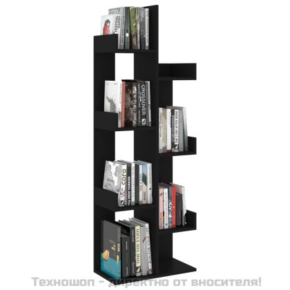 Библиотека, черна, 48x25,5x140 см, инженерно дърво