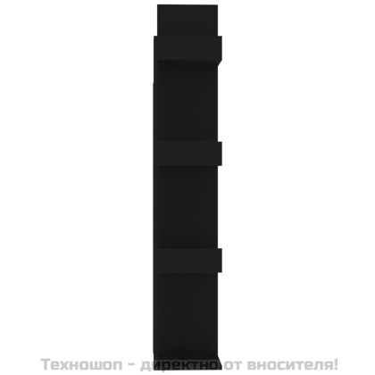 Библиотека, черна, 48x25,5x140 см, инженерно дърво