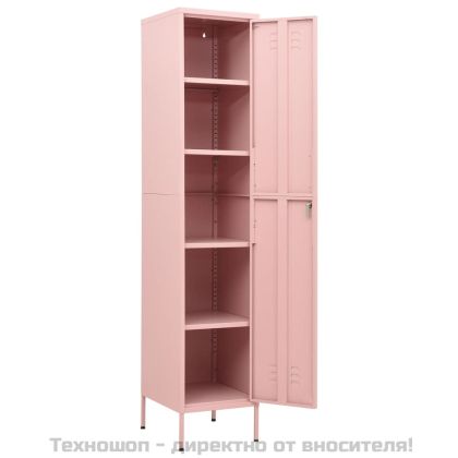 Шкаф със заключване, розов, 35x46x180 см, стомана