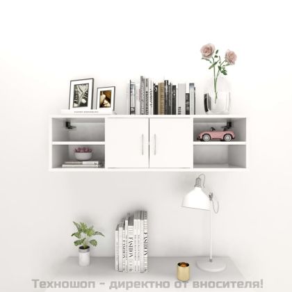 Стенен рафт, бял, 102x30x29 см, инженерно дърво