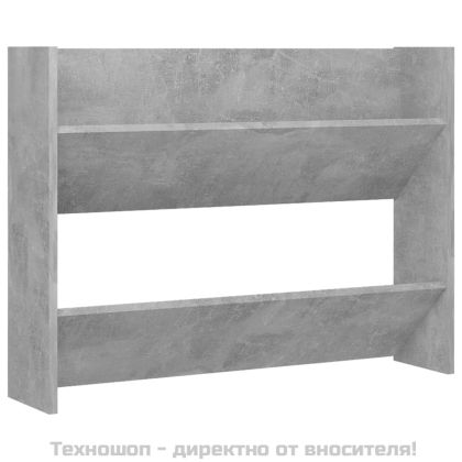 Стенен шкаф за обувки, бетонно сиво, 80x18x60см инженерно дърво