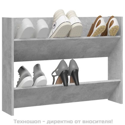 Стенен шкаф за обувки, бетонно сиво, 80x18x60см инженерно дърво