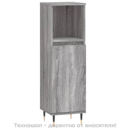 Комплект шкафове за баня от 3 части инженерно дърво Сив сонома