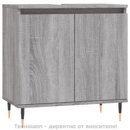 Комплект шкафове за баня от 3 части инженерно дърво Сив сонома