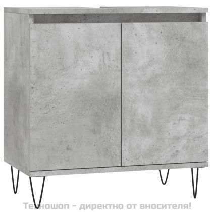 Комплект шкафове за баня от 3 части бетонно сив инженерно дърво