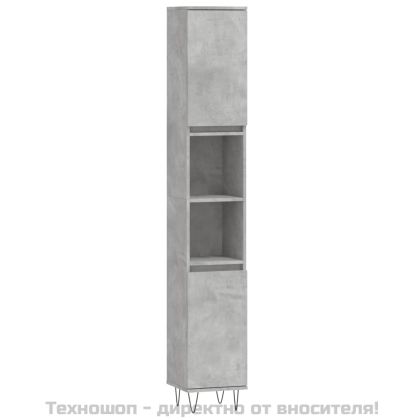 Комплект шкафове за баня от 3 части бетонно сив инженерно дърво