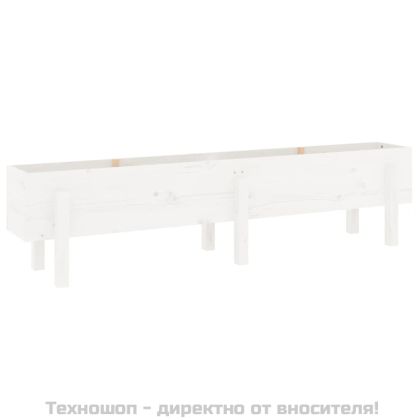 Градинско повдигнато легло, бяло, 160x30x38 см, бор масив