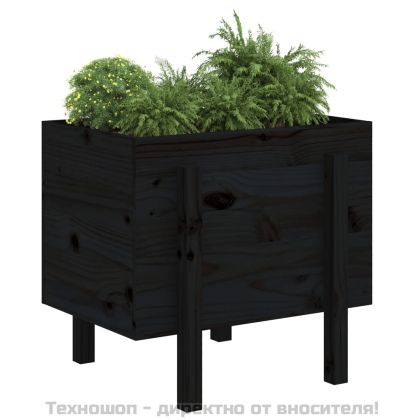Градински сандък, черен, 62x50x57 см, бор масив
