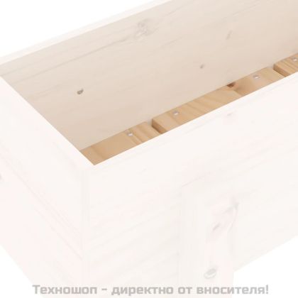 Градински сандък, бял, 62x30x38 см, бор масив
