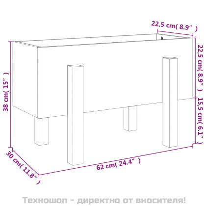 Градински сандък, бял, 62x30x38 см, бор масив