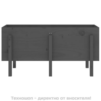 Градинско повдигнато легло, сиво, 121x50x57 см, бор масив