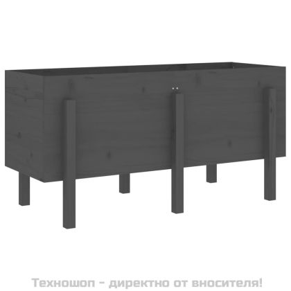 Градинско повдигнато легло, сиво, 121x50x57 см, бор масив