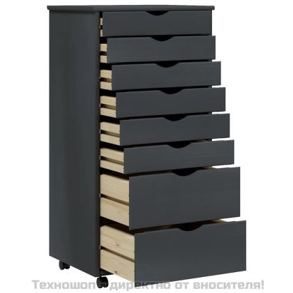 Шкаф с чекмеджета на колелца MOSS, сив, бор масив