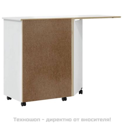 Шкаф с колелца и бюро MOSS, бял, бор масив