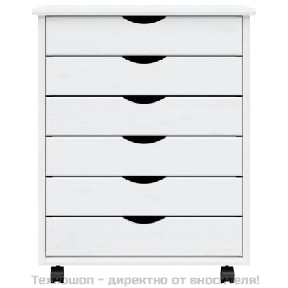 Шкаф с чекмеджета на колелца MOSS, бял, бор масив