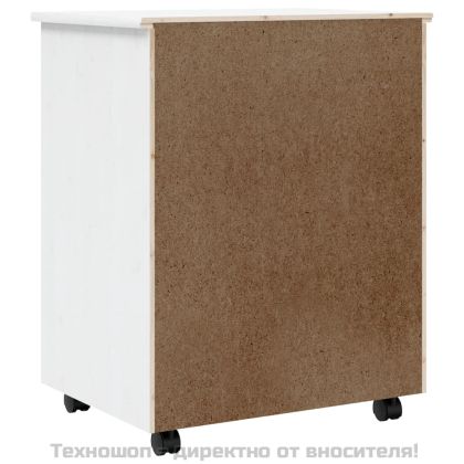 Шкаф с чекмеджета на колелца MOSS, бял, бор масив