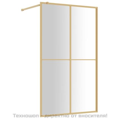 Стена за душ с прозрачно ESG стъкло, златиста, 118x195 см