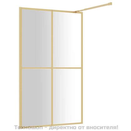 Стена за душ с прозрачно ESG стъкло, златиста, 118x195 см