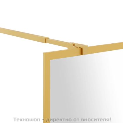 Стена за душ с прозрачно ESG стъкло, златиста, 118x195 см