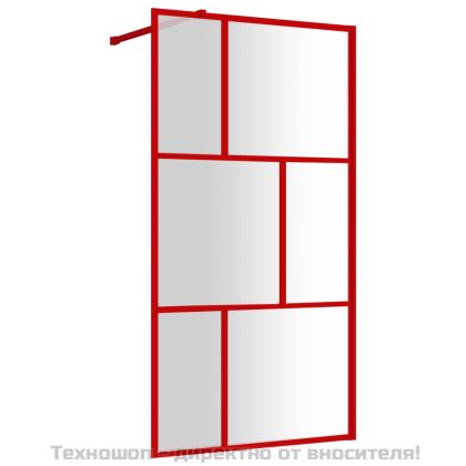 Стена за душ с прозрачно ESG стъкло, червена, 100x195 см