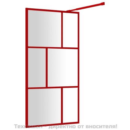 Стена за душ с прозрачно ESG стъкло, червена, 100x195 см