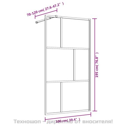 Стена за душ с прозрачно ESG стъкло, червена, 100x195 см