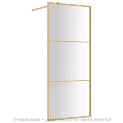 Стена за душ с прозрачно ESG стъкло, златиста, 90x195 см