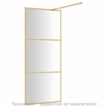 Стена за душ с прозрачно ESG стъкло, златиста, 90x195 см