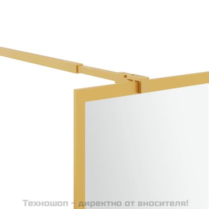 Стена за душ с прозрачно ESG стъкло, златиста, 90x195 см