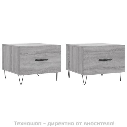 Кафе маси, 2 бр, сив сонома, 50x50x40 см, инженерно дърво