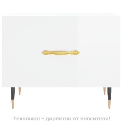 Кафе маси, 2 бр, Бял гланц, 50x50x40 см, инженерно дърво