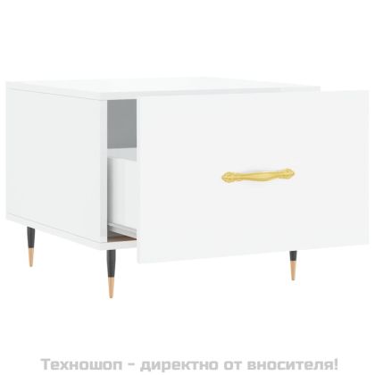 Кафе маси, 2 бр, Бял гланц, 50x50x40 см, инженерно дърво