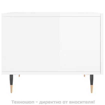 Кафе маси, 2 бр, Бял гланц, 50x50x40 см, инженерно дърво