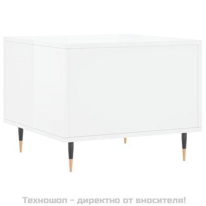 Кафе маси, 2 бр, Бял гланц, 50x50x40 см, инженерно дърво