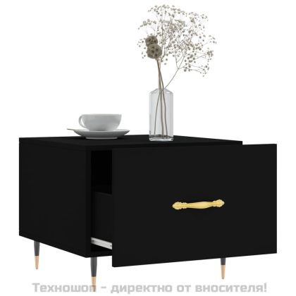 Кафе маси, 2 бр, черни, 50x50x40 см, инженерно дърво