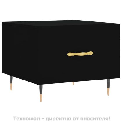 Кафе маси, 2 бр, черни, 50x50x40 см, инженерно дърво