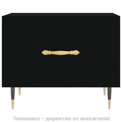 Кафе маси, 2 бр, черни, 50x50x40 см, инженерно дърво