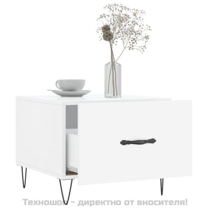 Кафе маси, 2 бр, Бял гланц, 50x50x40 см, инженерно дърво