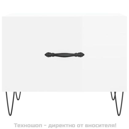 Кафе маси, 2 бр, Бял гланц, 50x50x40 см, инженерно дърво