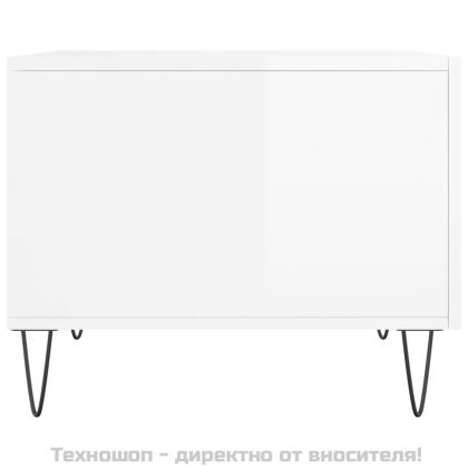 Кафе маси, 2 бр, Бял гланц, 50x50x40 см, инженерно дърво