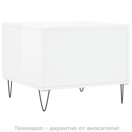 Кафе маси, 2 бр, Бял гланц, 50x50x40 см, инженерно дърво