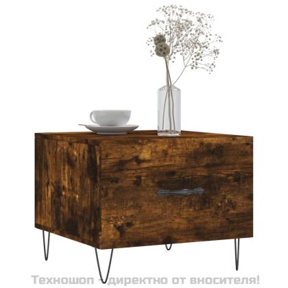 Кафе маси, 2 бр, опушен дъб, 50x50x40 см, инженерно дърво