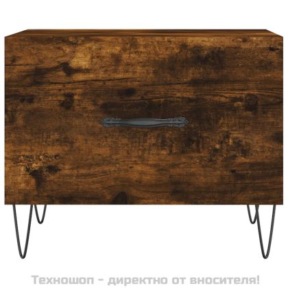 Кафе маси, 2 бр, опушен дъб, 50x50x40 см, инженерно дърво