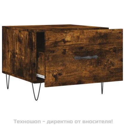 Кафе маси, 2 бр, опушен дъб, 50x50x40 см, инженерно дърво